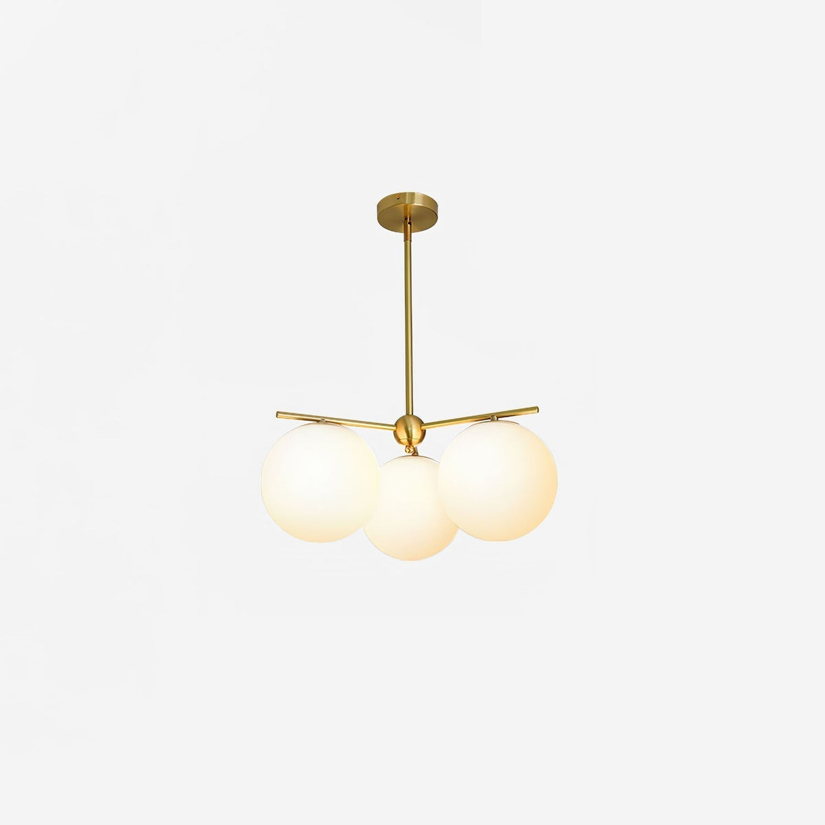 Stem Array Brass White Convertible Chandelier