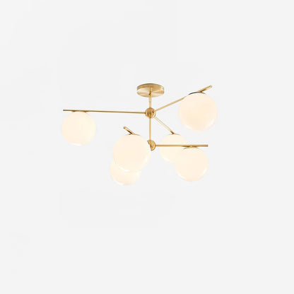 Stem Array Brass White Convertible Chandelier
