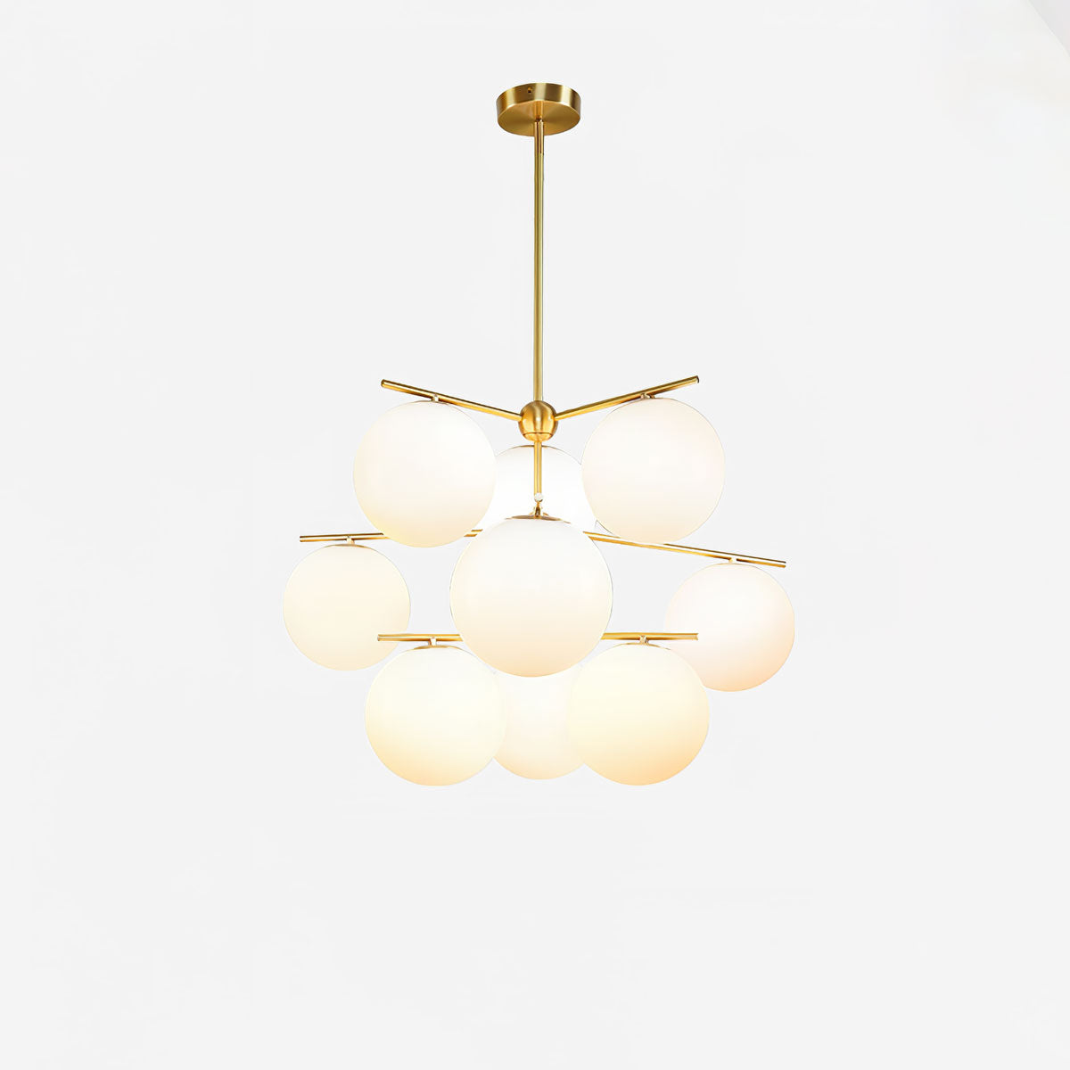 Stem Array Brass White Convertible Chandelier
