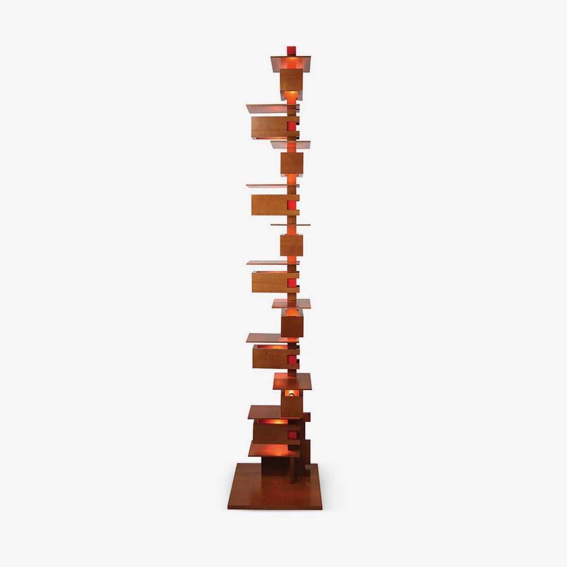 Stepped Box Walnut Black Floor Lamp