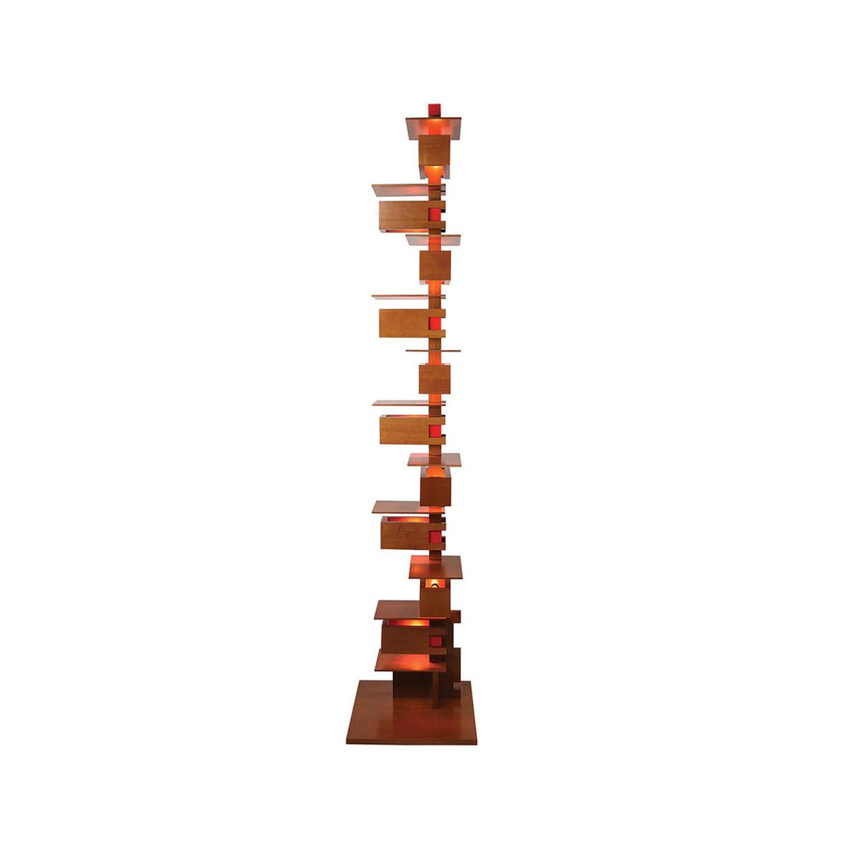 Stepped Box Walnut Black Floor Lamp