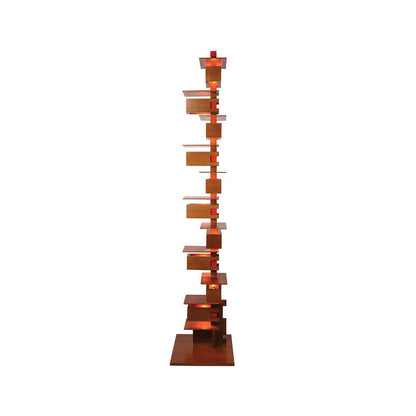 Stepped Box Walnut Black Floor Lamp
