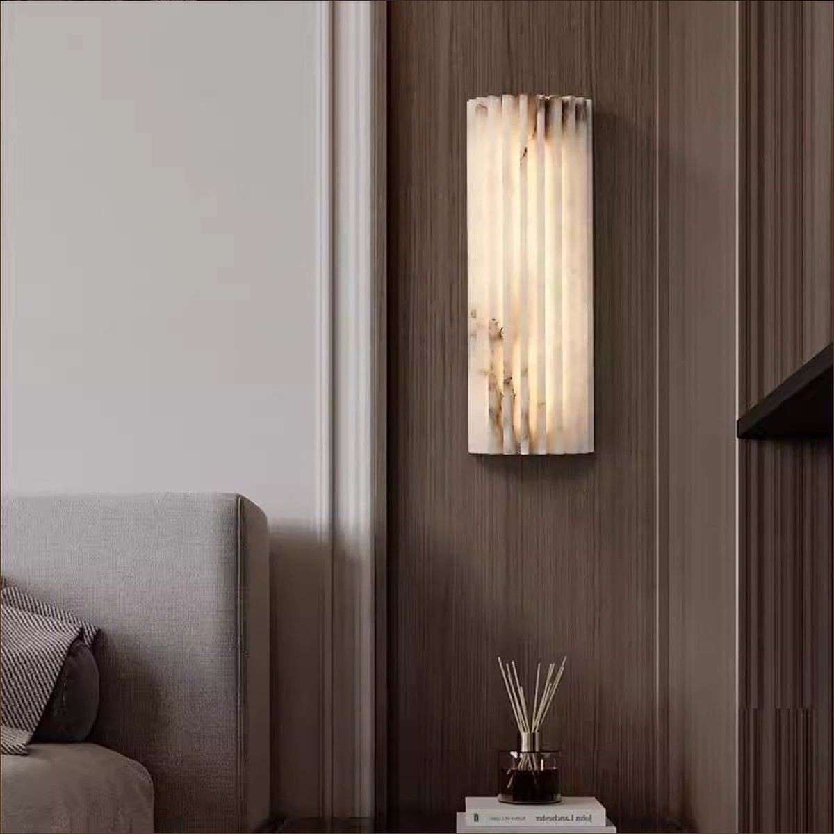 Striaform White Alabaster Wall Light