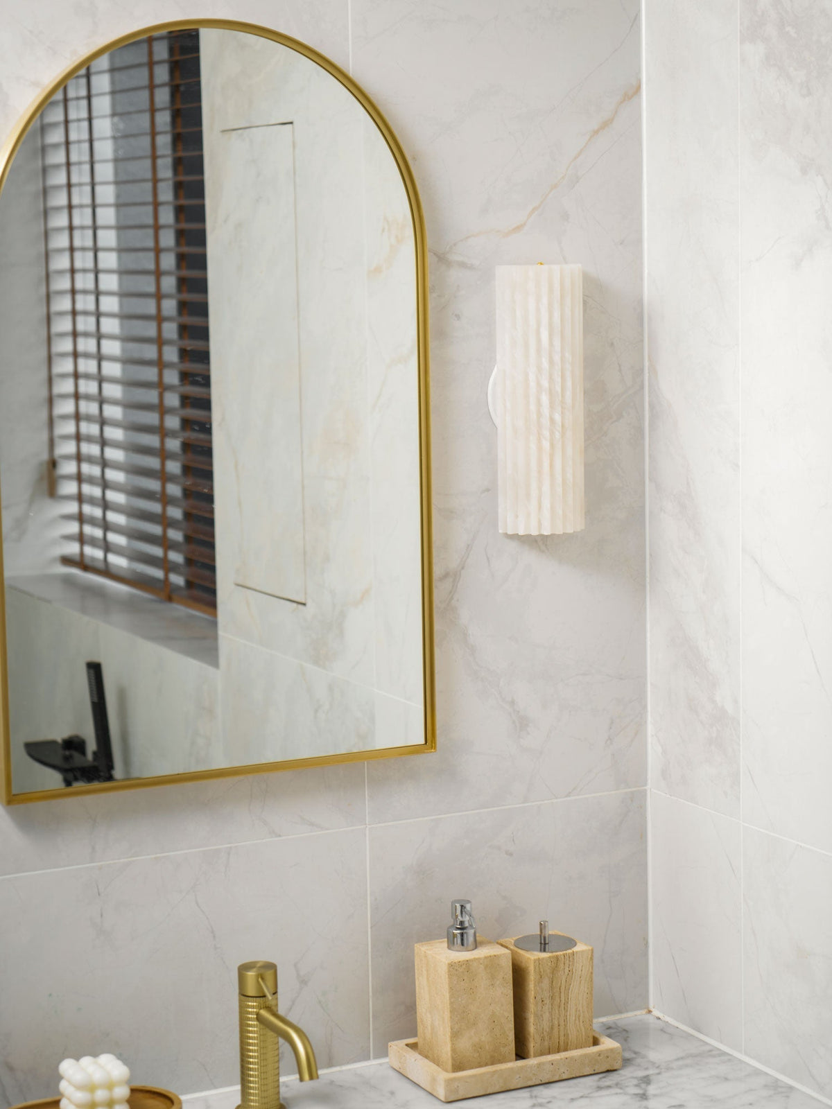 Striaform White Alabaster Wall Light