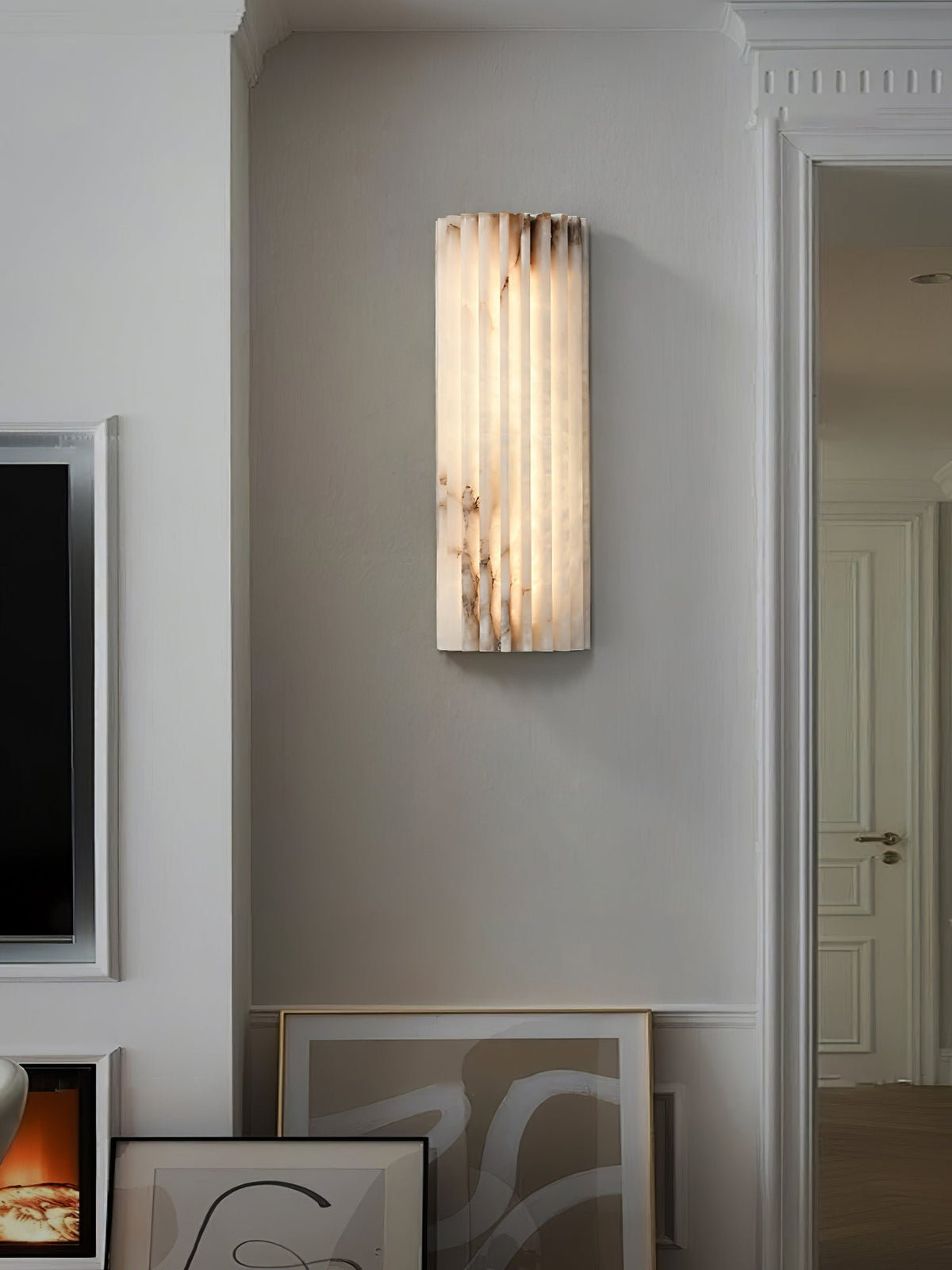 Striaform White Alabaster Wall Light
