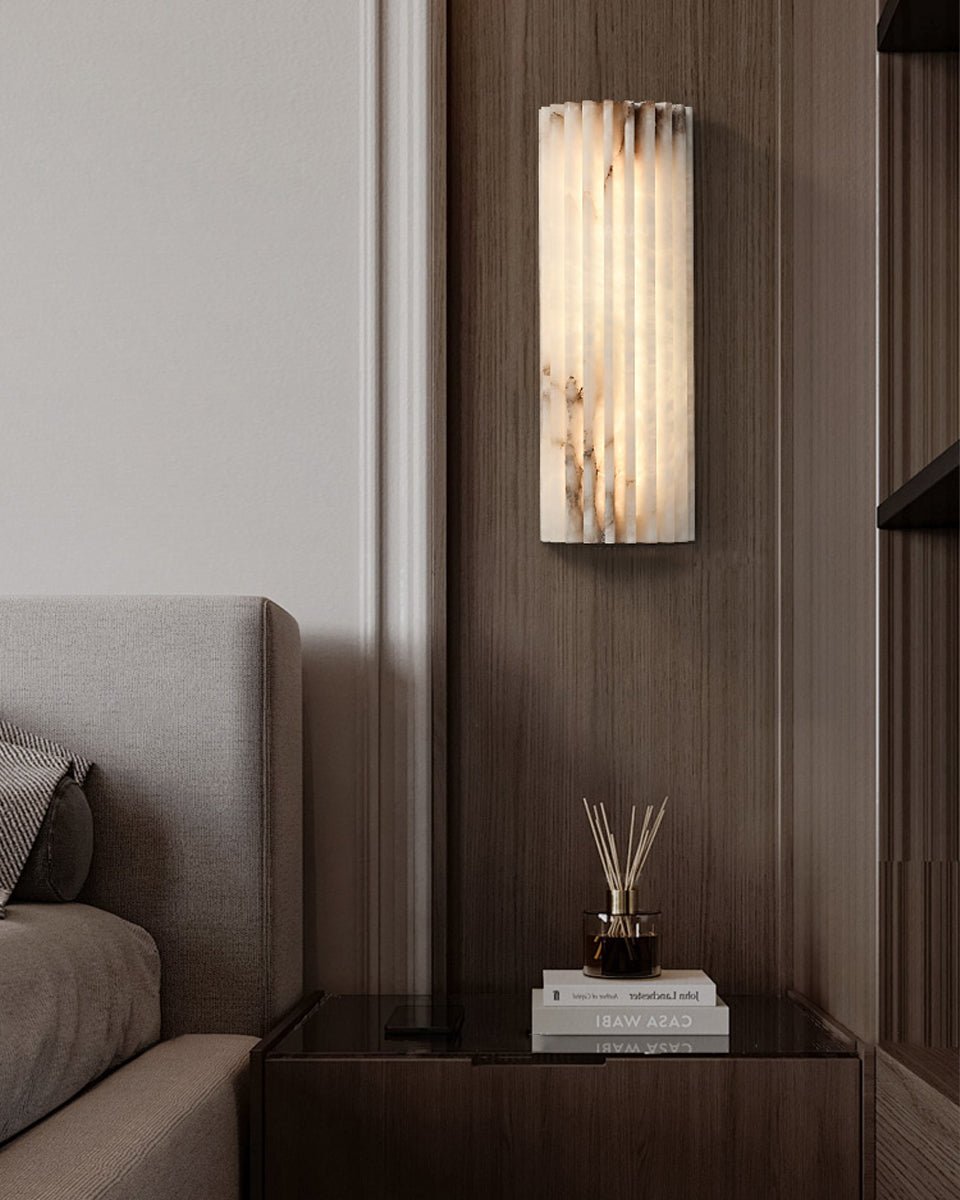 Striaform White Alabaster Wall Light