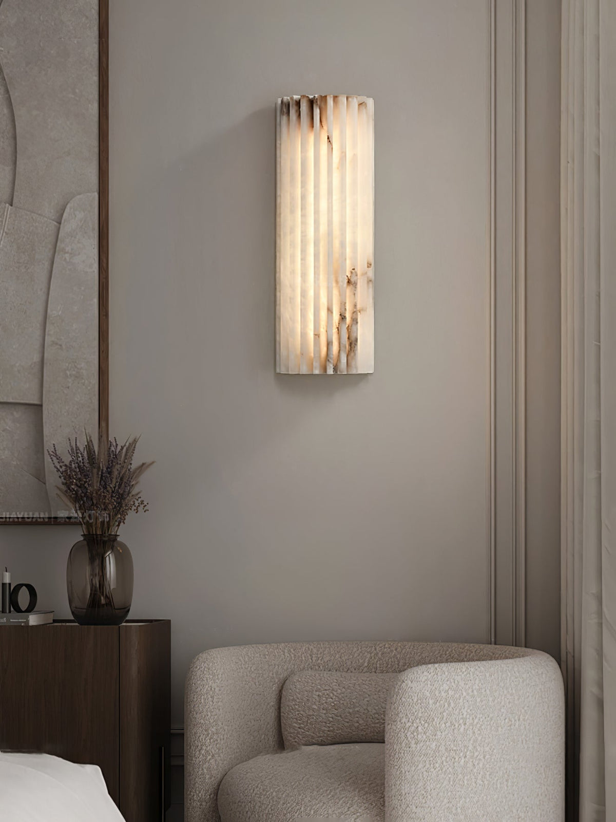 Striaform White Alabaster Wall Light