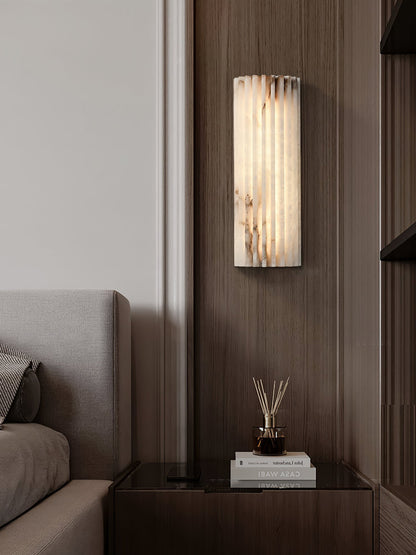 Striaform White Alabaster Wall Light