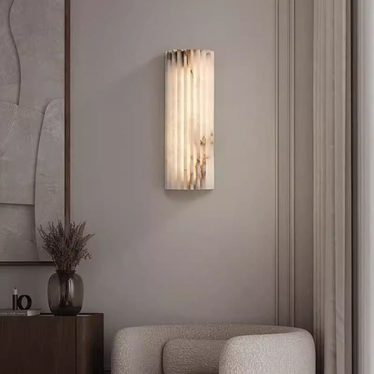 Striaform White Alabaster Wall Light