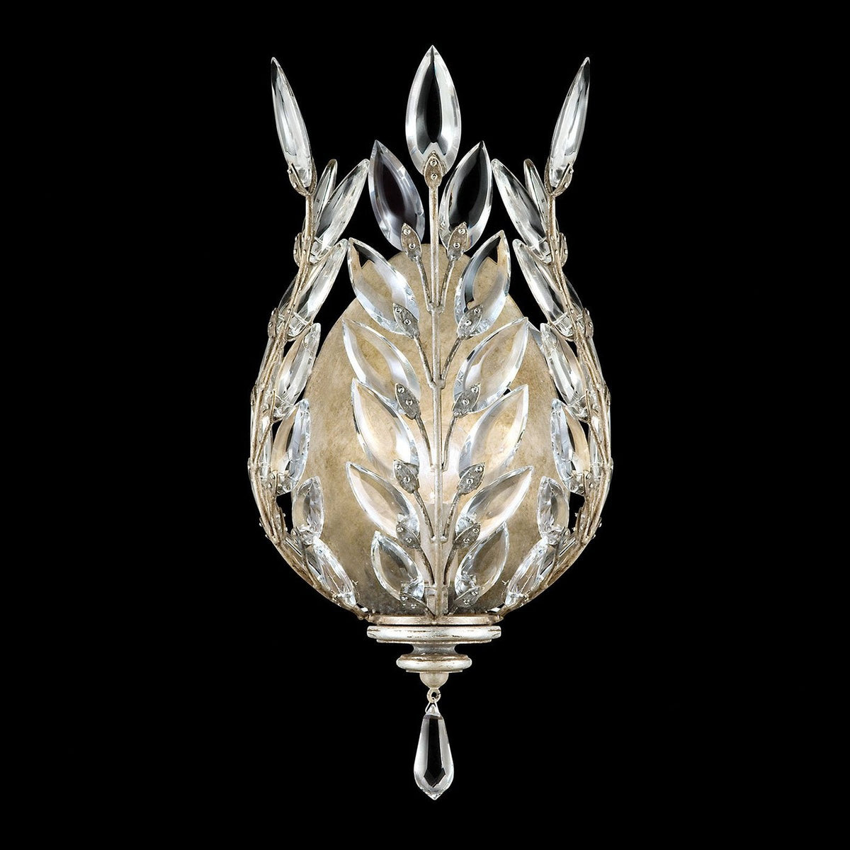 Stylized Facet Leaf Gold Silver Wall Sconce