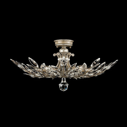 Stylized Laurel Gold Silver Crystal Semi-Flush Light