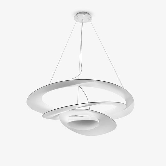 Suspended Spiral White Aluminum Pendant