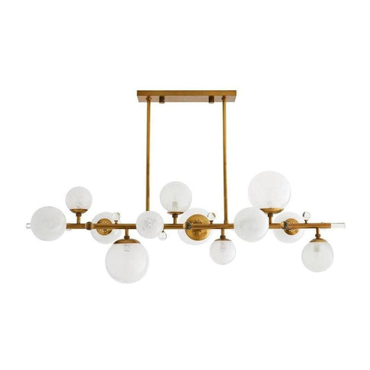 Swirl Globe Crystal Knob Antique Brass Chandelier