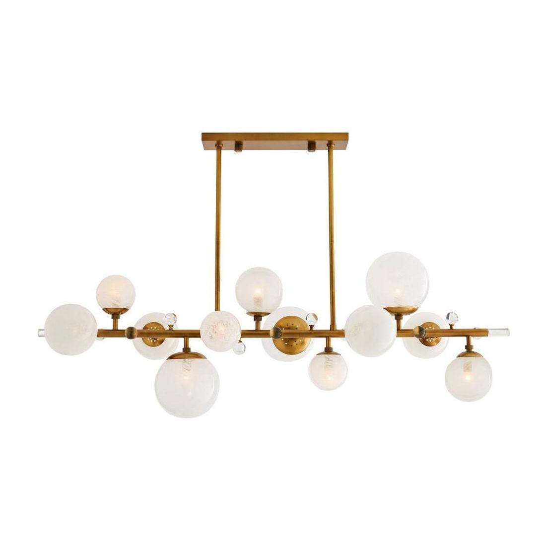 Swirl Globe Crystal Knob Antique Brass Chandelier