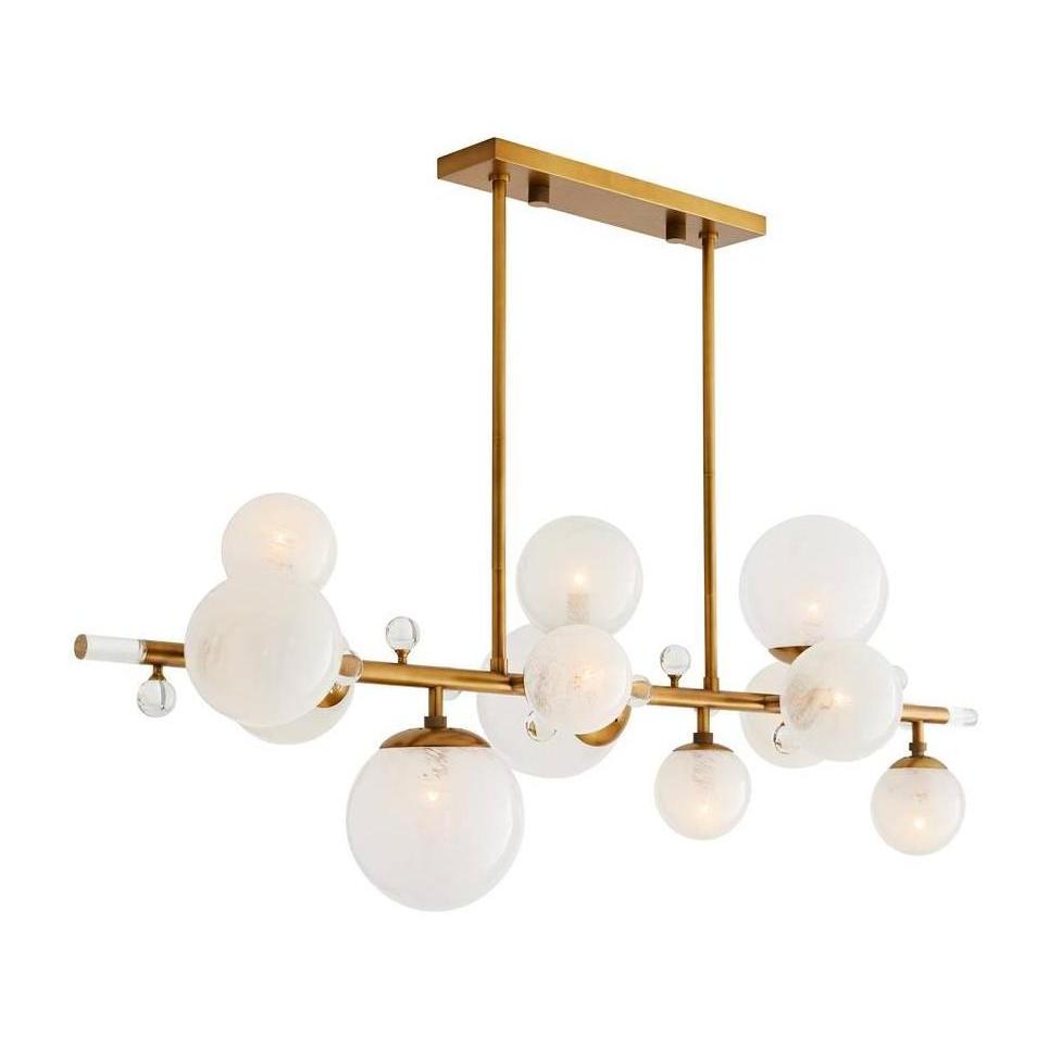 Swirl Globe Crystal Knob Antique Brass Chandelier