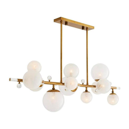 Swirl Globe Crystal Knob Antique Brass Chandelier