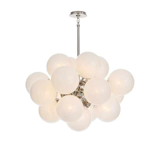 Swirled White Globe Nickel Balloon Chandelier