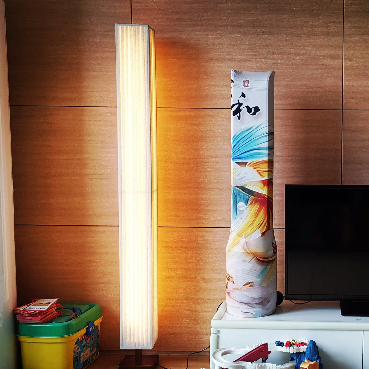 Tallstem Wood Beige LED Floor Lamp