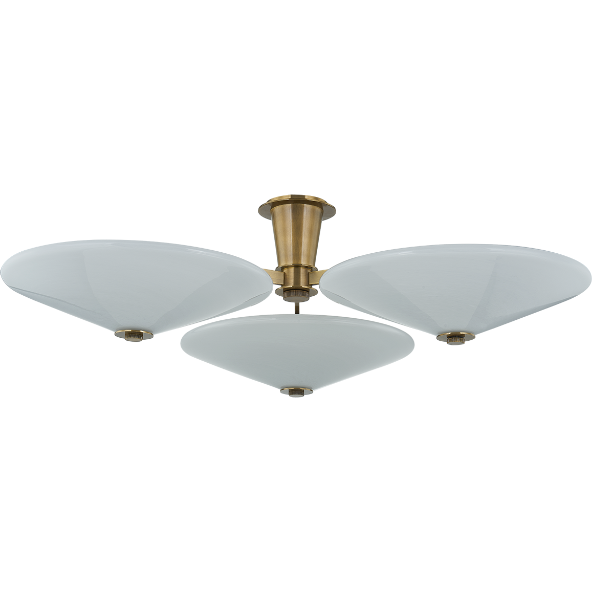 Tapered Cloud Glass Vintage Brass Flush Mount
