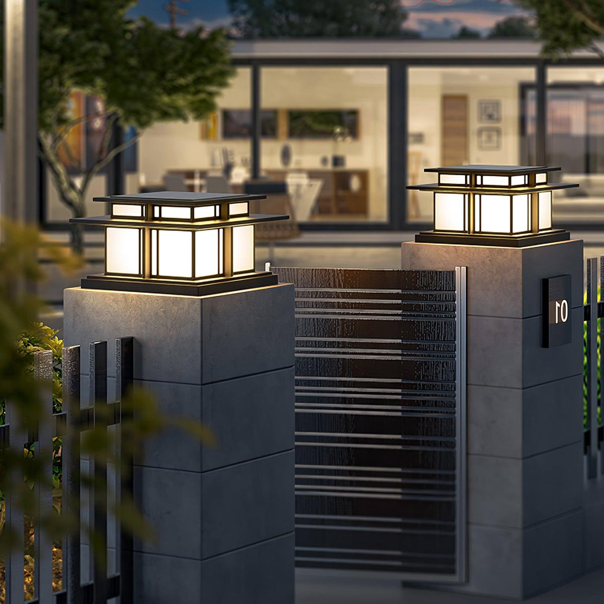 Tarsen Black White Outdoor Post Light