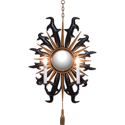 Tassel Disc Black Antique Gold Wall Sconce