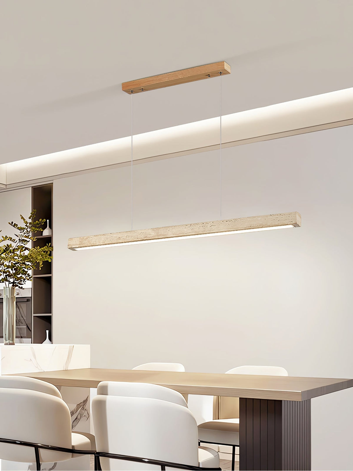 Tecton Walnut Travertine LED Linear Pendant