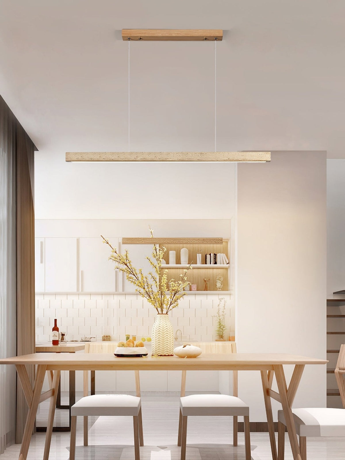 Tecton Walnut Travertine LED Linear Pendant