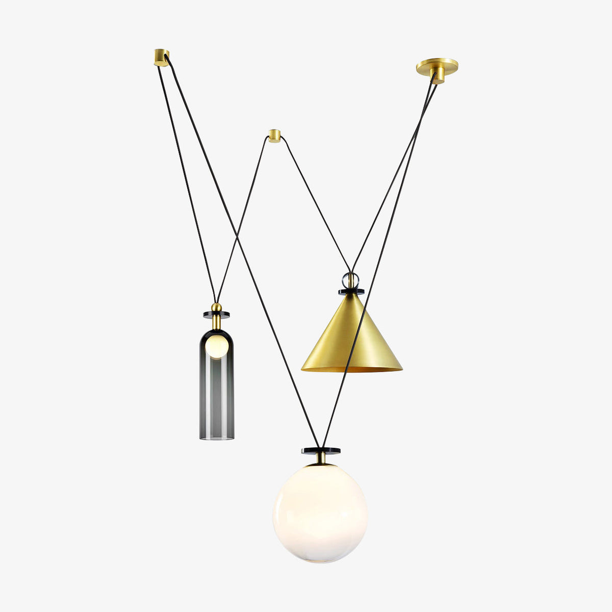 Tensiform Gold Black Modular Chandelier