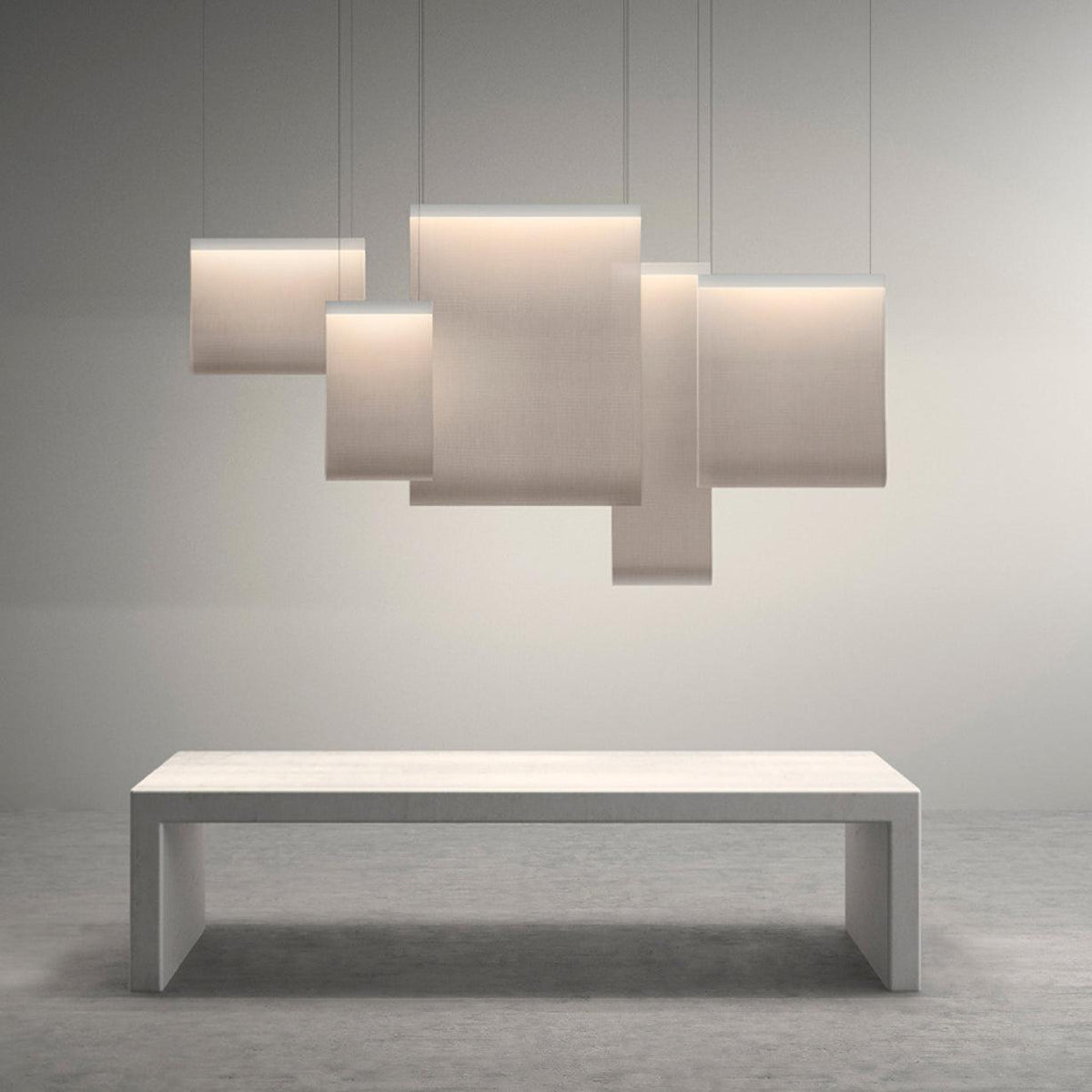 Textilefall Black White LED Pendant