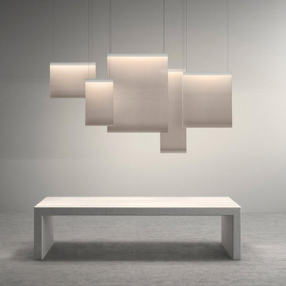 Textilefall Black White LED Pendant
