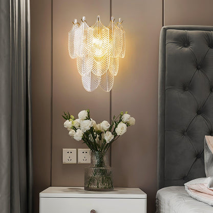 Textured Column Brass Clear Glass Wall Sconce