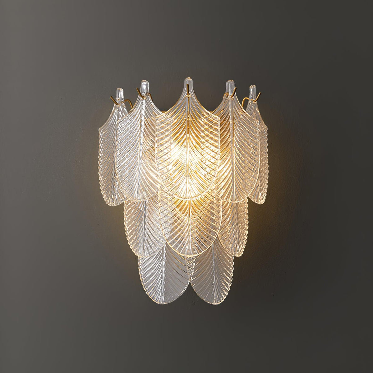 Textured Column Brass Clear Glass Wall Sconce