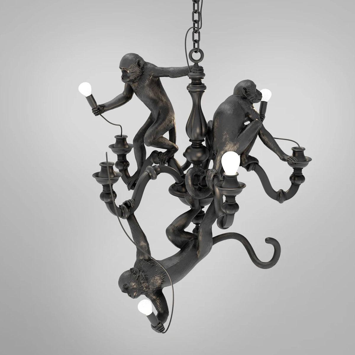 Theatrical Primate Black White Chandelier