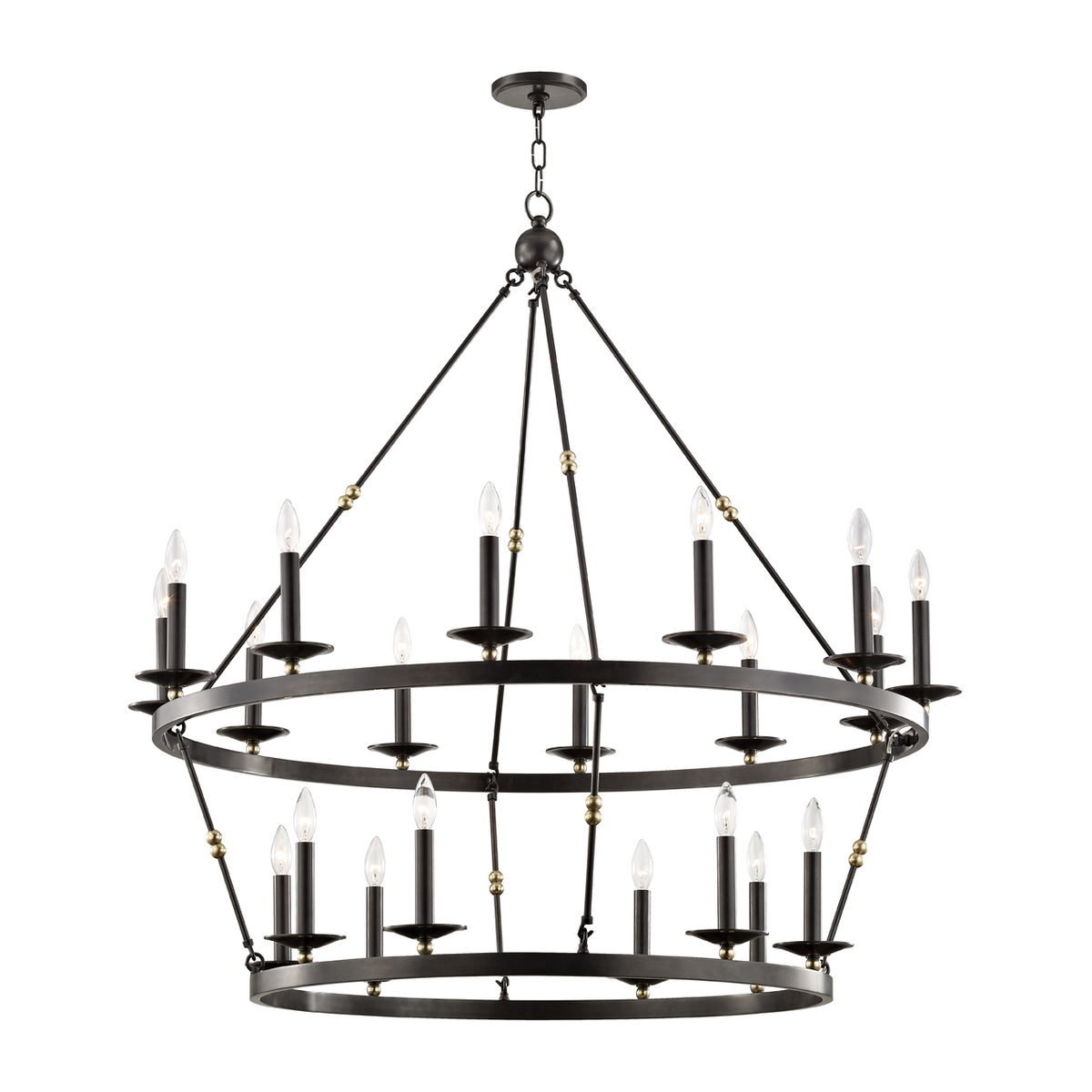 Tiered Hook-and-Hoop Wagon Wheel Chandelier