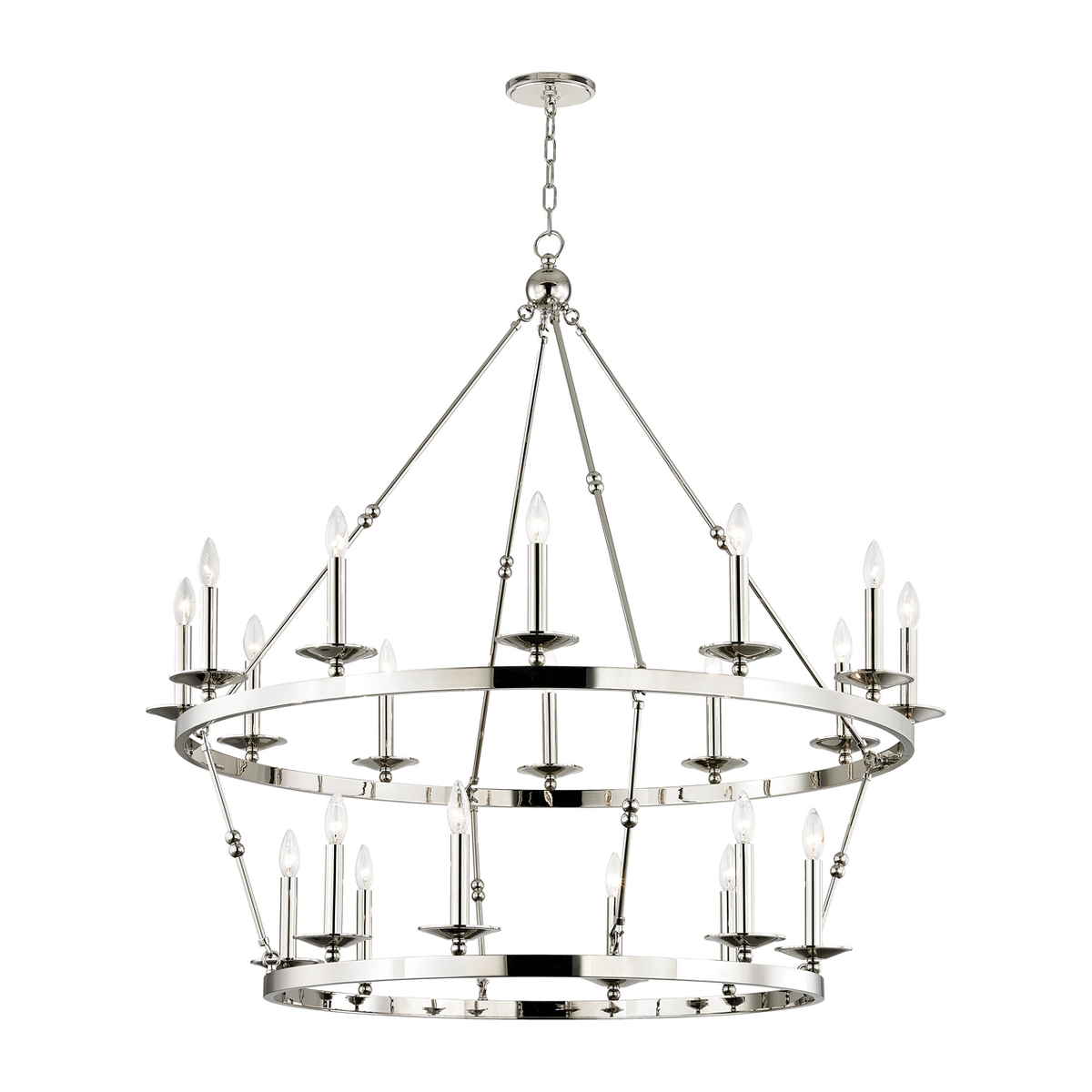 Tiered Hook-and-Hoop Wagon Wheel Chandelier