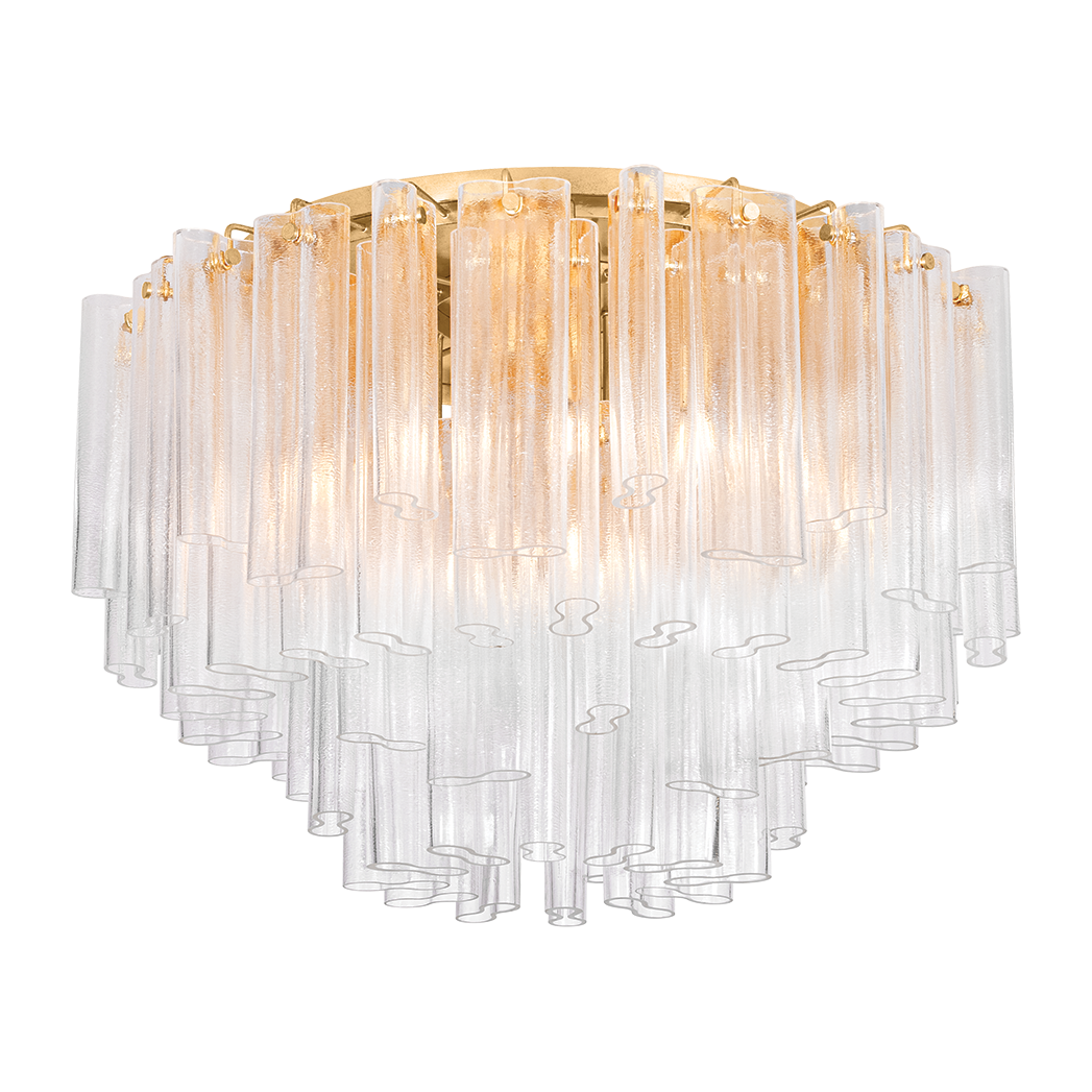 Tiered Piastra Wave Gold Leaf Semi-Flush Light