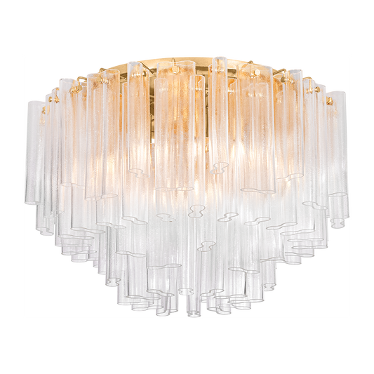 Tiered Piastra Wave Gold Leaf Semi-Flush Light