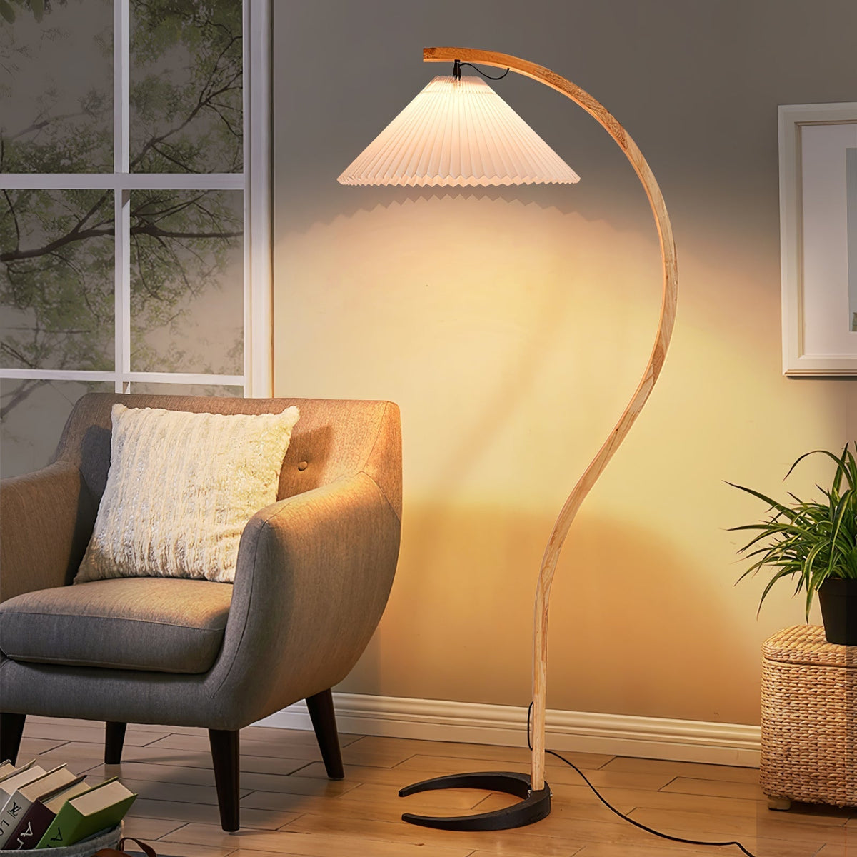 Timberline Beech Linen Floor Lamp
