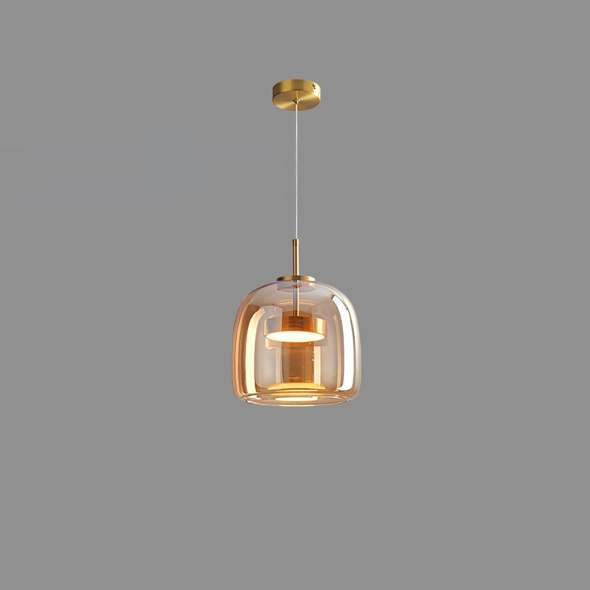 Metro Sphere Glass Pendant Lamp ∅ 10.2″ x H 9.8’’ / Dia 26cm x H 25cm / Gold & Amber / Warm Light Pendant light