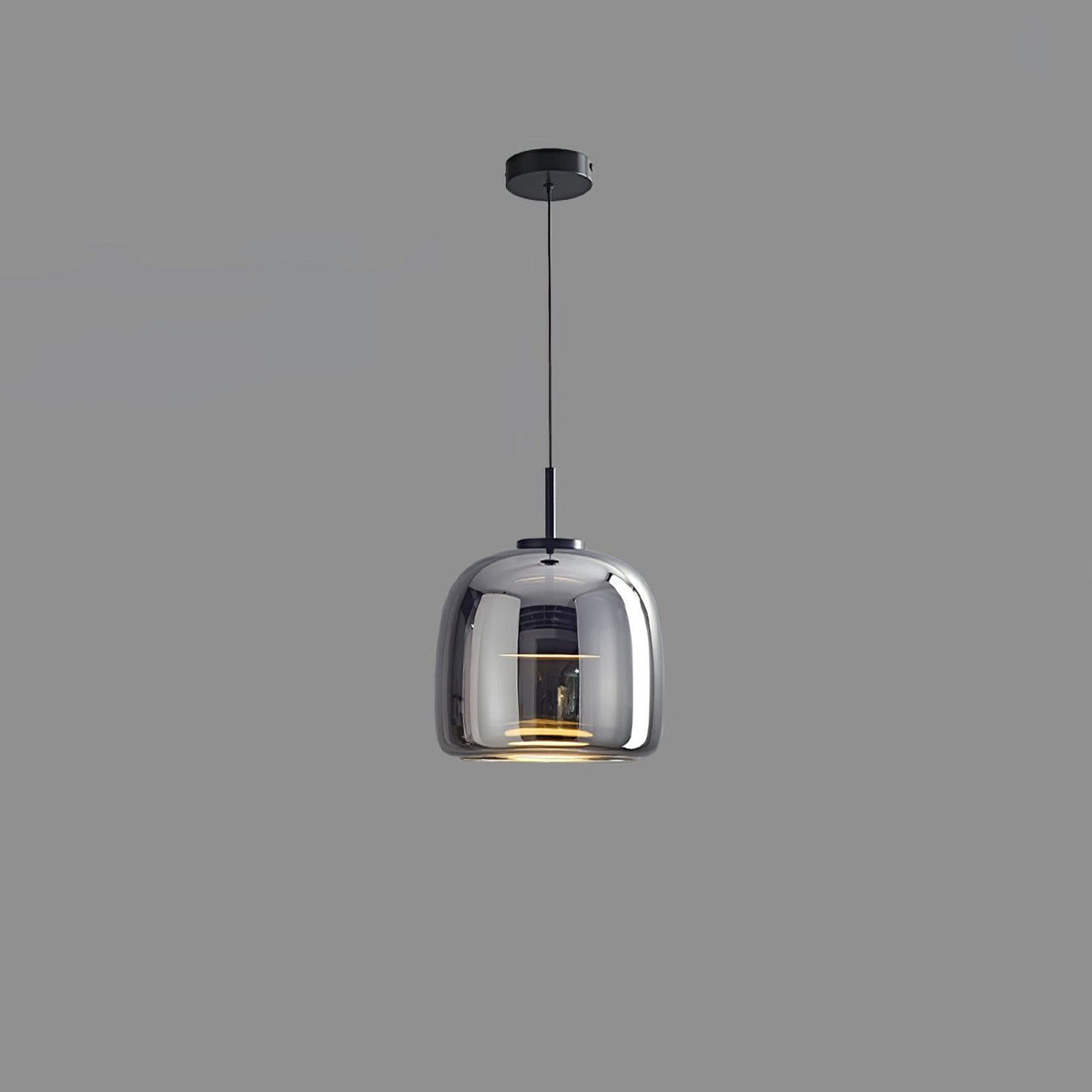 Metro Sphere Glass Pendant Lamp ∅ 10.2″ x H 9.8’’ / Dia 26cm x H 25cm / Black & Smoke grey / Warm Light Pendant light