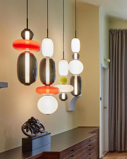 Tinted Vessel Black Multi-Color LED Pendant