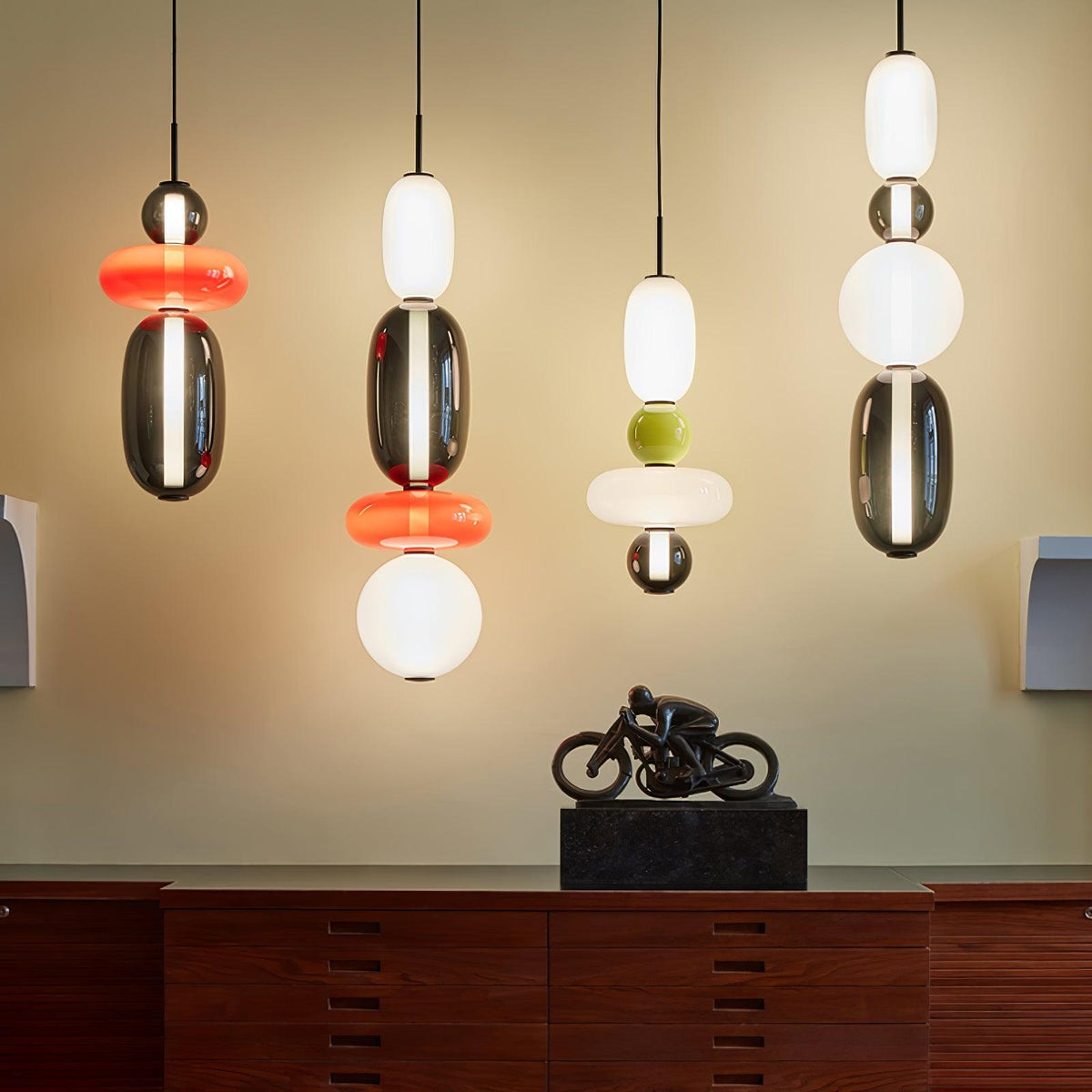 Tinted Vessel Black Multi-Color LED Pendant