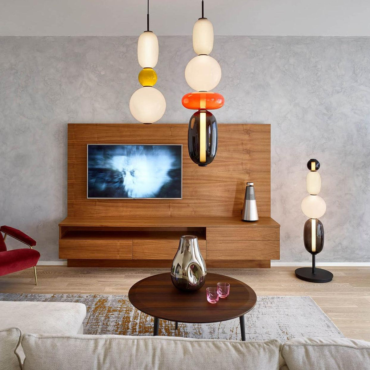 Tinted Vessel Black Multi-Color LED Pendant