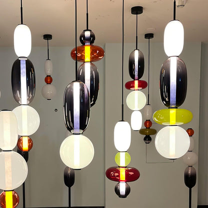 Tinted Vessel Black Multi-Color LED Pendant