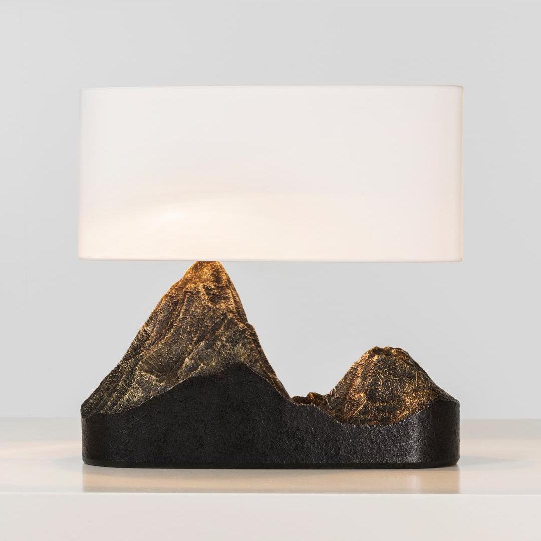 Landscape Table Lamp ∅ 13.7″ x H 16.5″ / Dia 35cm x H 42cm / Dark Coffee + White / US plug Table lamp