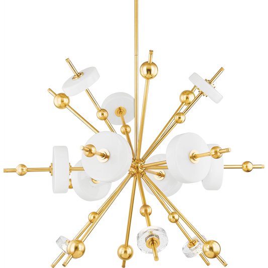 Totemic Seedy Glass Aged Brass LED Chandelier