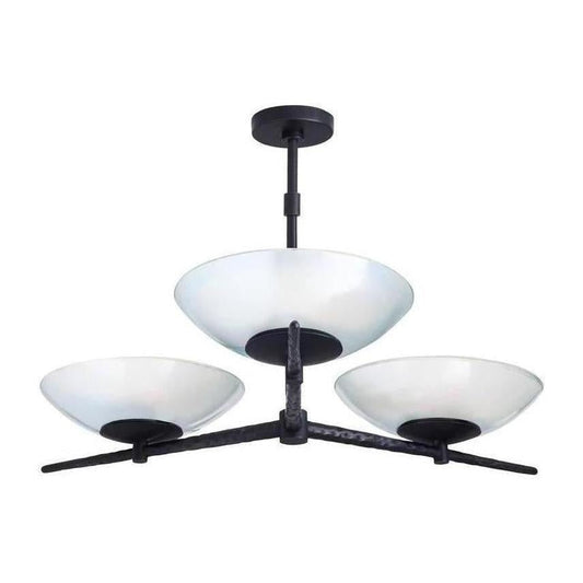Triple Mirror Natural Iron Chandelier