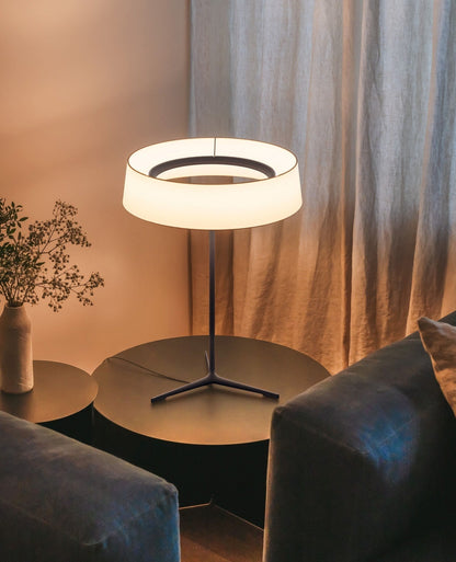 Tripod Lantern Black Grey LED Table Lamp