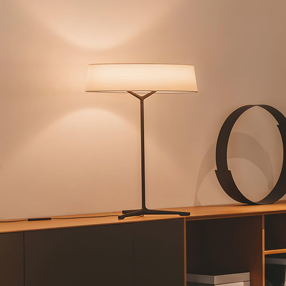 Tripod Lantern Black Grey LED Table Lamp