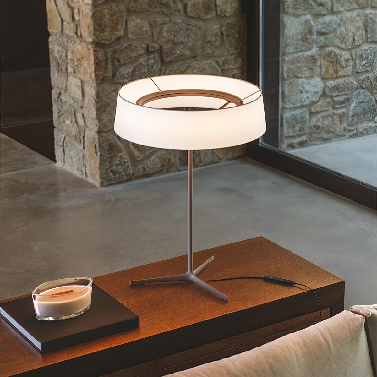 Tripod Lantern Black Grey LED Table Lamp